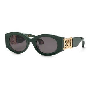 Roberto Cavalli SRC064 0D80 Green Gold Oval Sunglasses NWT Authentic